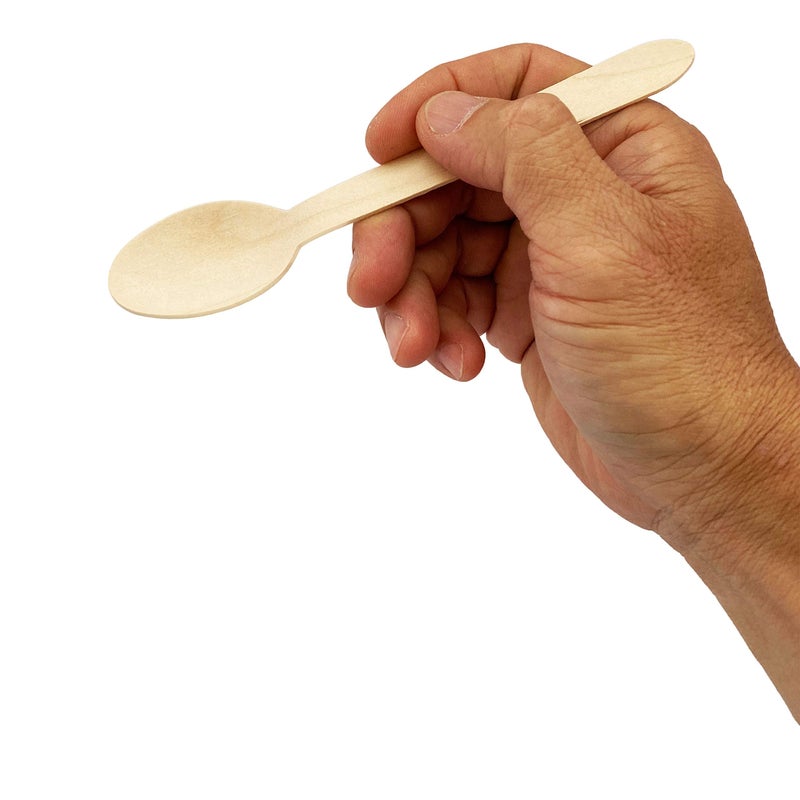 KingSeal Disposable Birch Wood Cutlery Spoons, Biodegradable and Earth Friendly, 6.25 Inch Length - 1 Pack of 100 pcs - Image 2